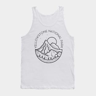 Lineart Yellowstone National Park Camping Hiking Tank Top